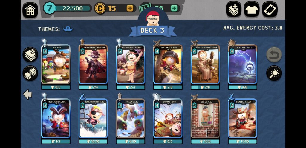 Cards in the mobile game South Park