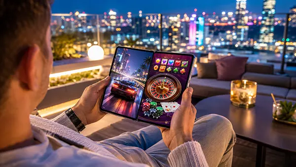 Smartphone de jeu déplié